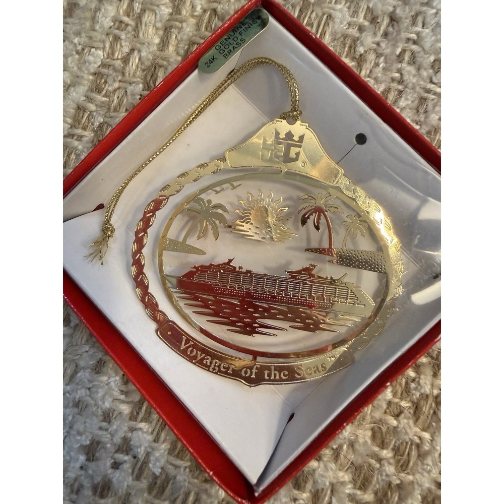Royal Caribbean Voyager Of The Seas Christmas Ornament 24k Gold Finish